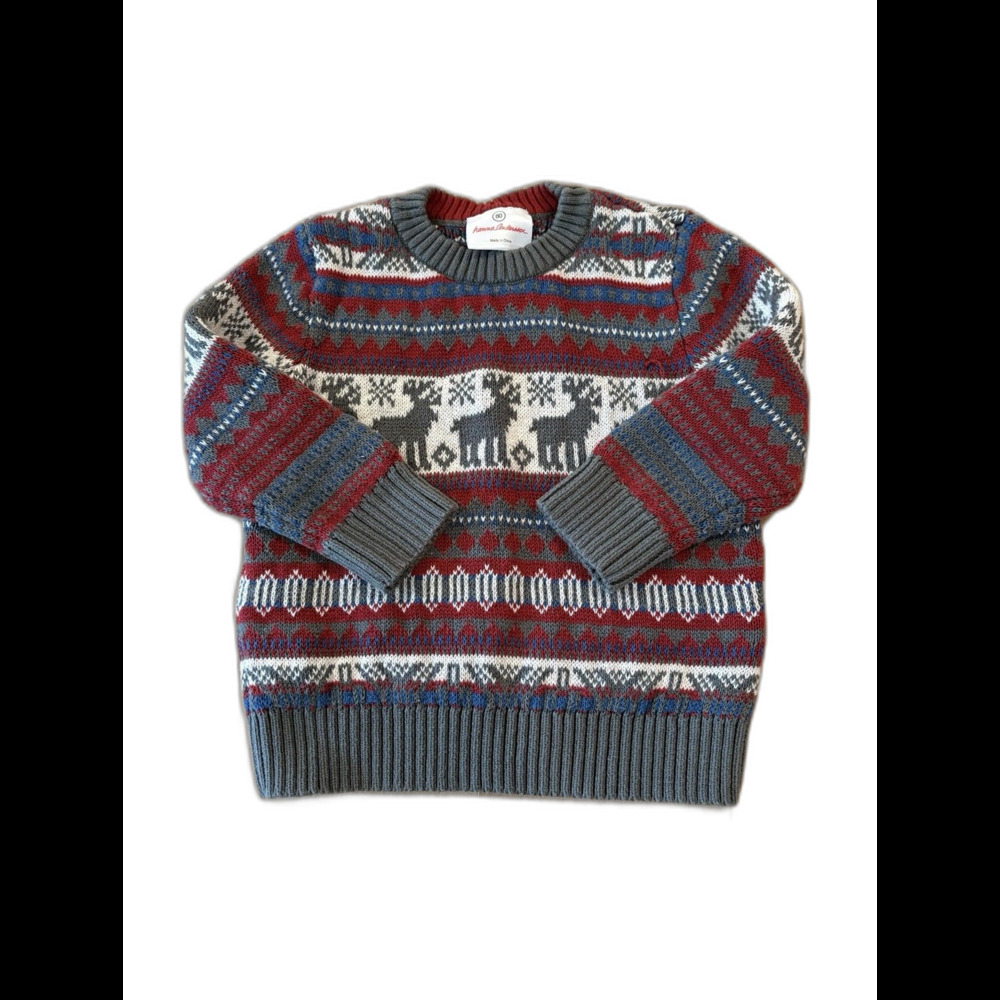 Hanna Andersson Boys Fair Isle Reindeer Sweater Size 80 Toddler 18-24 Months